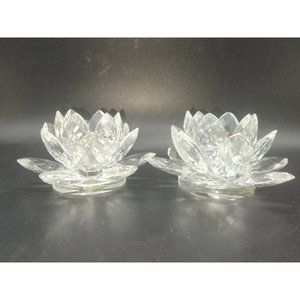 2 Shannon Home Decorative Crystal Lotus Flower Candle Holders Design Of Ireland